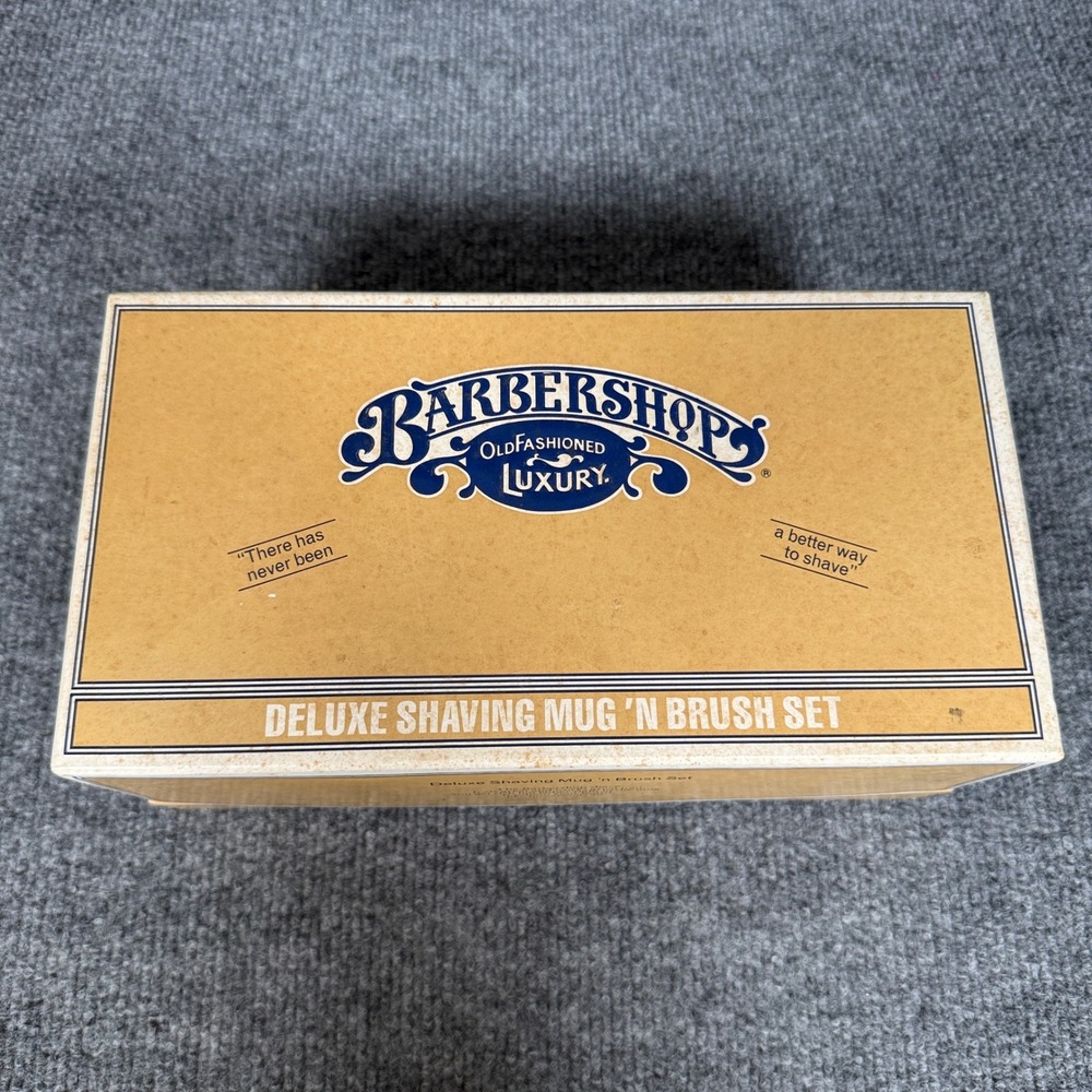 Vintage Barbershop Old Fashioned Shaving Mug And Brush Set Original Scent White